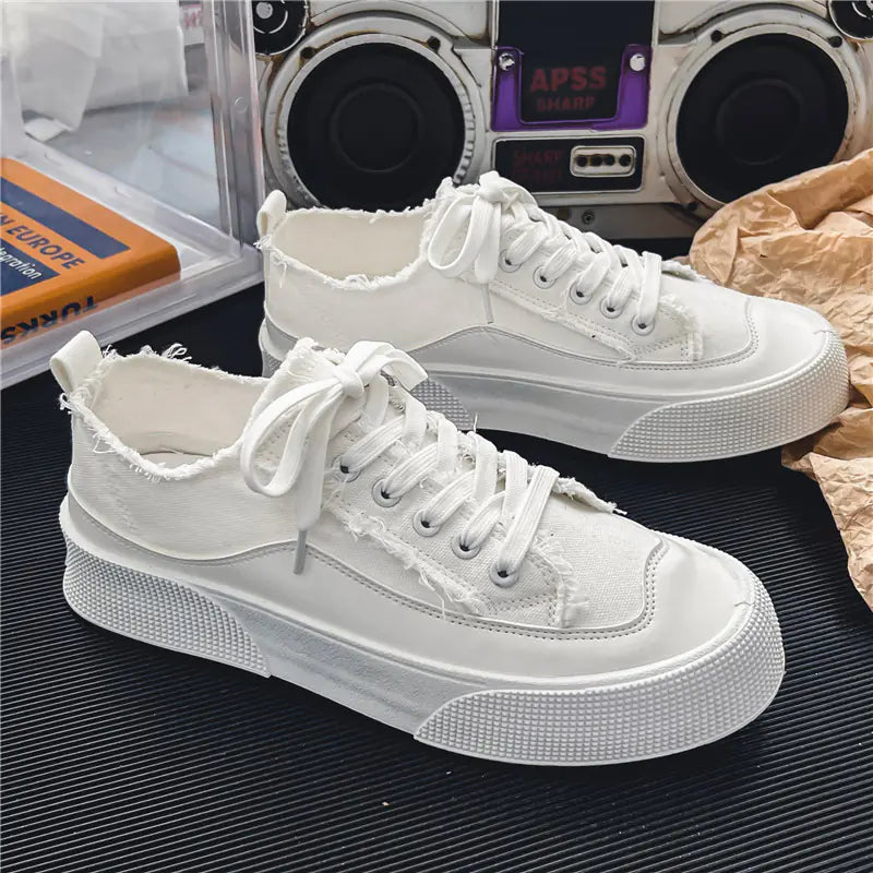 Men's Fashionable Thick Sole Low-Top Canvas Shoes