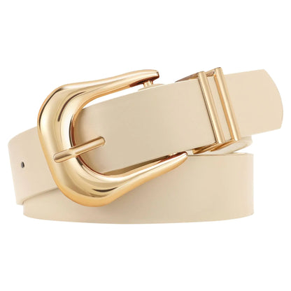 LEACOOLKEY Womens Fashion Leather Belt Ladies Casual Formal Waist Belts for Jeans Dress Pants