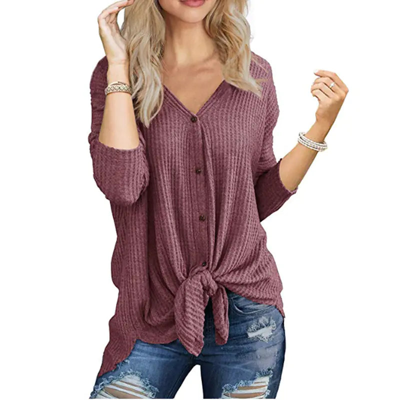 Irregular Long Sleeve Cardigan T-Shirt Blouse