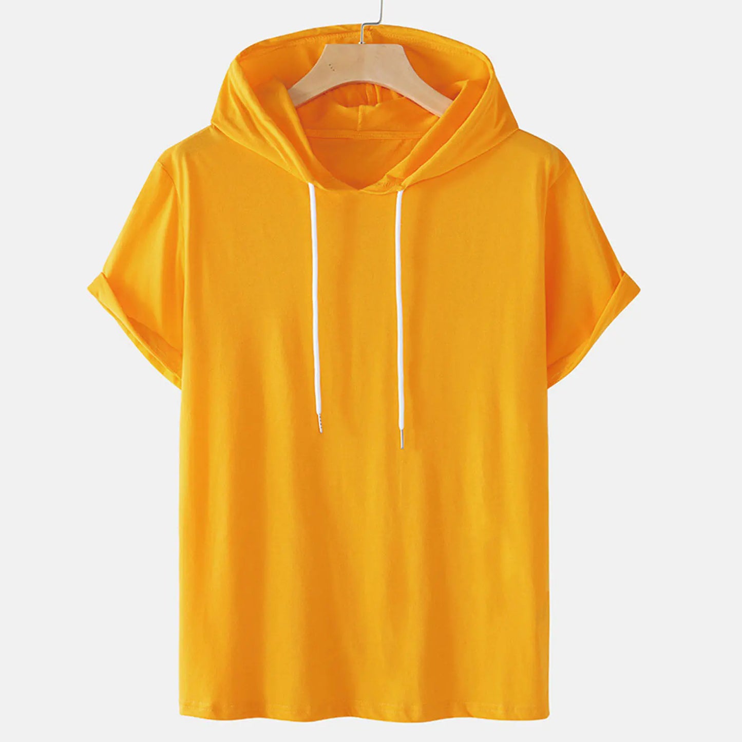 Plus Size Men's Hooded T-Shirts with Drawstring (Summer)