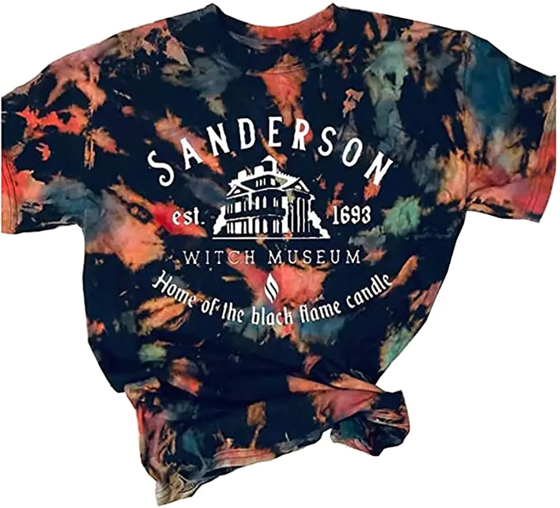 Sanderson Sisters Halloween Shirt Women Sanderson Bed and Breakfast Tee Hocus Pocus Funny Tshirt Fall Casual Shirts（LargeTie Dye1