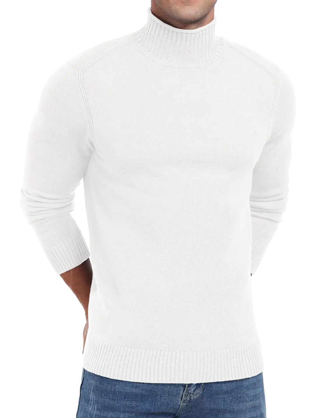Sailwind Mens Knitted Pullover Sweater Casual Mock Turtleneck Raglan Sweater White