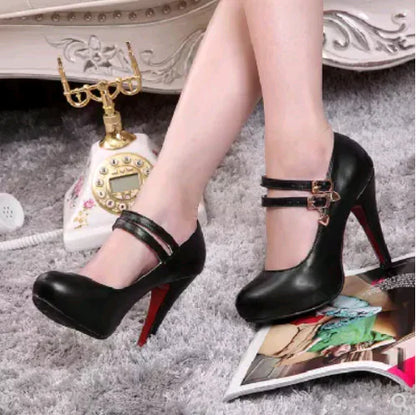 New White High Heel Strap Shoes for Women