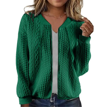 Zip Up Sweatshirts for Women Casual Outfits Cardigan Outerwear Trendy Winter Jackets Coat DarkGreen Large