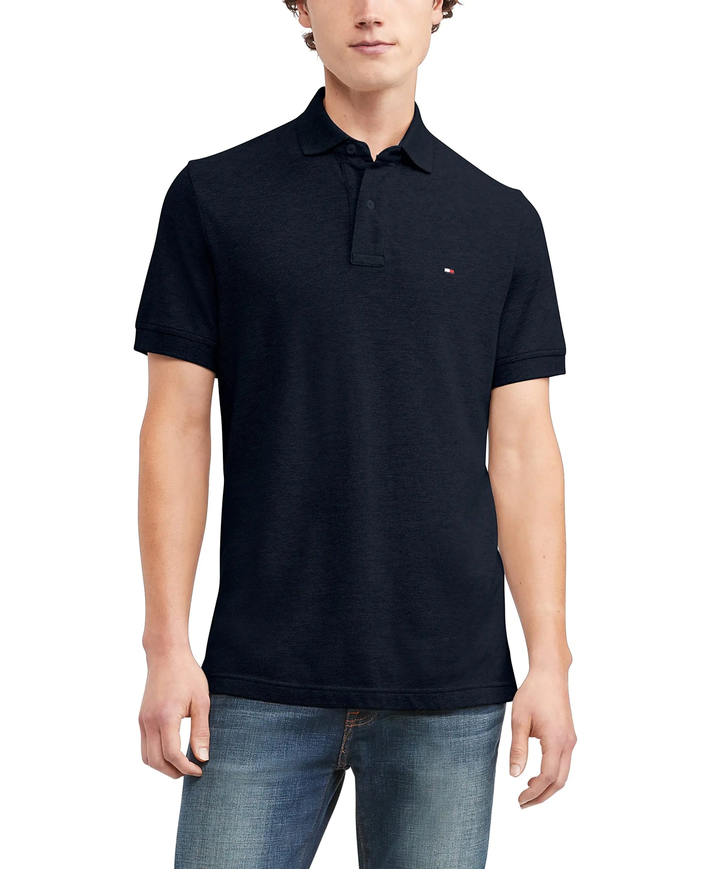 Tommy Hilfiger Mens Short Sleeve Polo Shirt in Classic Fit Navy Blazer Heather 2X-Large
