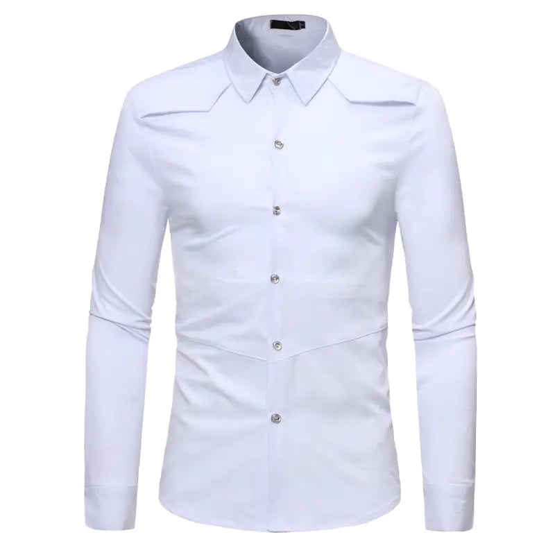 Men's Casual Long Sleeve Shirt with Unique Shoulder Design