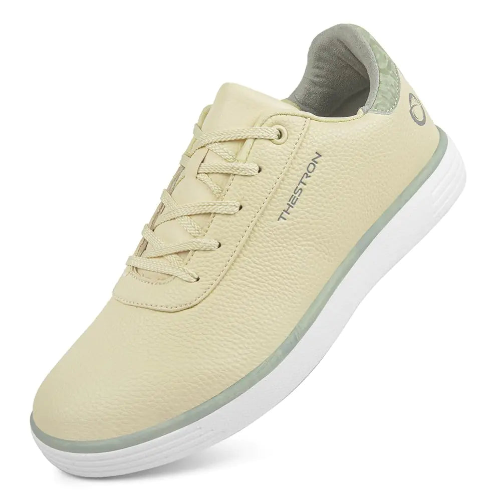 THESTRON Women Golf Shoes Comfortable Spikeless Non Slip Outdoor Golf Sport Sneakers Casual Shoes for Women (5.5Beige)