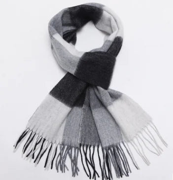 Men's Cashmere Scarf - Thick Plaid for Autumn/Winter