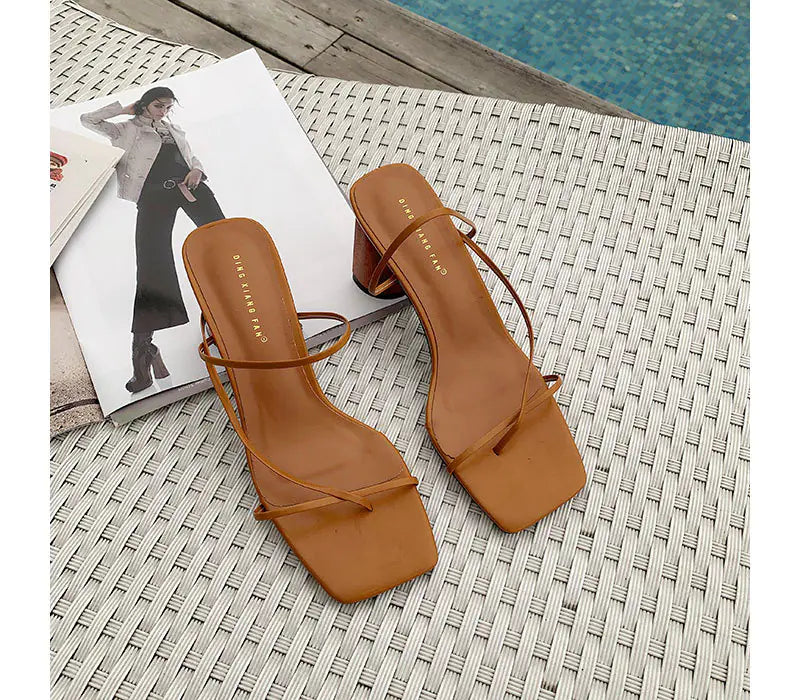 Classic Square-Toe Chunky Heeled Sandals (Summer 2020)