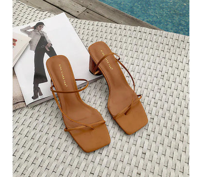 Classic Square-Toe Chunky Heeled Sandals (Summer 2020)