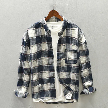 Z713 Men's Autumn Plaid Casual Shirt Jacket