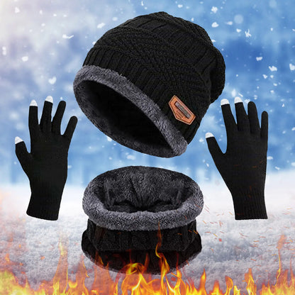 3Pcs Set Fashion Knitted Winter Hats with Gloves