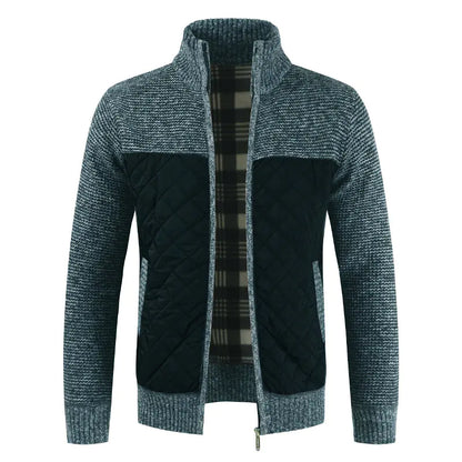 Thickened Knit Cardigan with Zipper and Stand Collar