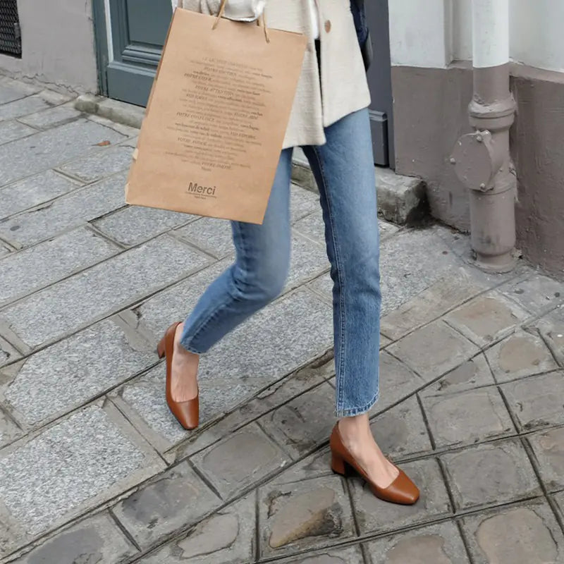 Vintage Chunky Heels Mary Jane Shoes for Women