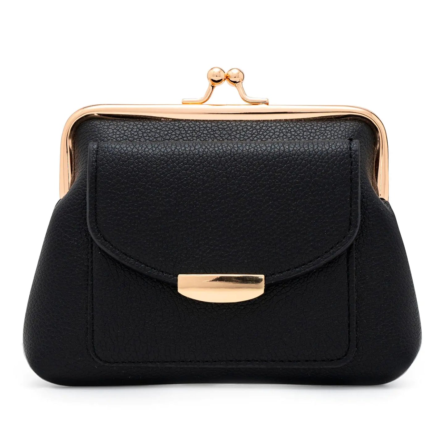 ארנק מטבעות Lavogel עם חריץ לכרטיס אשראי, נעילת נשיקה, ארנק מטבעות לנשים, קיבולת גדולה, נרתיק למטבעות, ארנק קטן לרכב, מחזיק מטבעות לרכב לנשים (שחור)