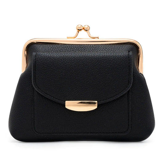 Lavogel Coin Purse With Credit Card Slot Kiss Lock Coin Purse for Women Large Capacity Coin Pouch Change Purse Cute Car Coin Holder for Women(Black)