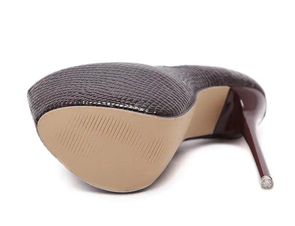 Summer High Heel Snake Print Waterproof Shoes for Women