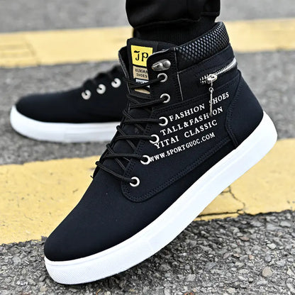 Men's High-Top Canvas Shoes - Stylish Casual Sneakers