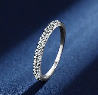 Simple S925 Mosangshi Wedding Rings (Pair)