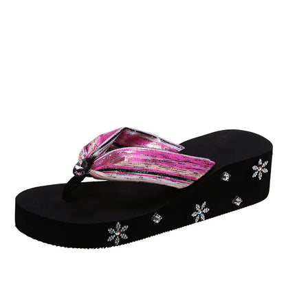 Rhinestone Thong Sandals for Women - Boho Beach Style