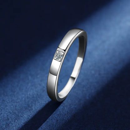 Simple S925 Mosangshi Wedding Rings (Pair)