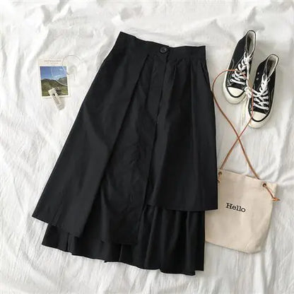 חצאית A-גזרה גבוהה בצבע אחיד, חצאית מידי רב-תכליתית