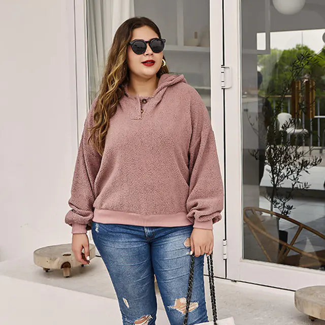 Plus Size Casual Hoodies for Women - Long Sleeve Pullover