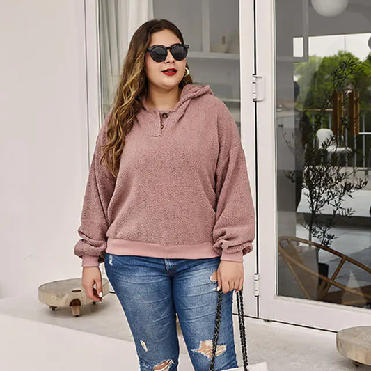Plus Size Casual Hoodies for Women - Long Sleeve Pullover