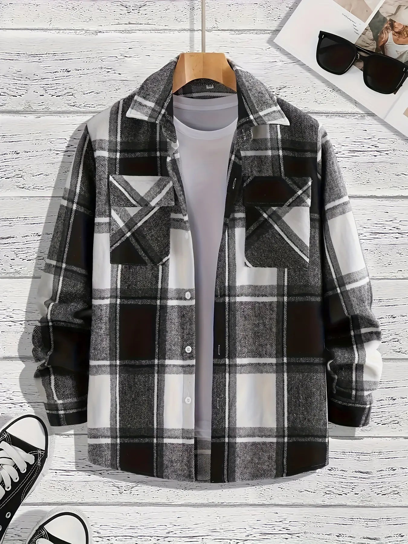 Men's Versatile Casual Plaid Coat Shirt