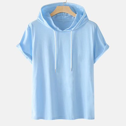 Plus Size Men's Hooded T-Shirts with Drawstring (Summer)