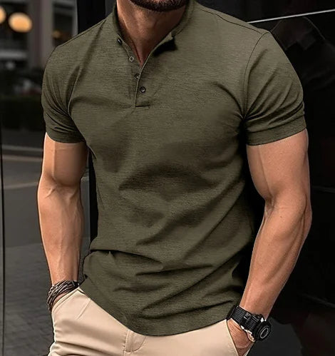 Button-Up Solid Color T-Shirt