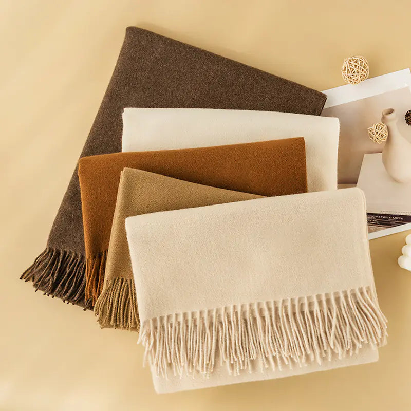 Autumn Winter Tassel Faux Cashmere Scarf for Women