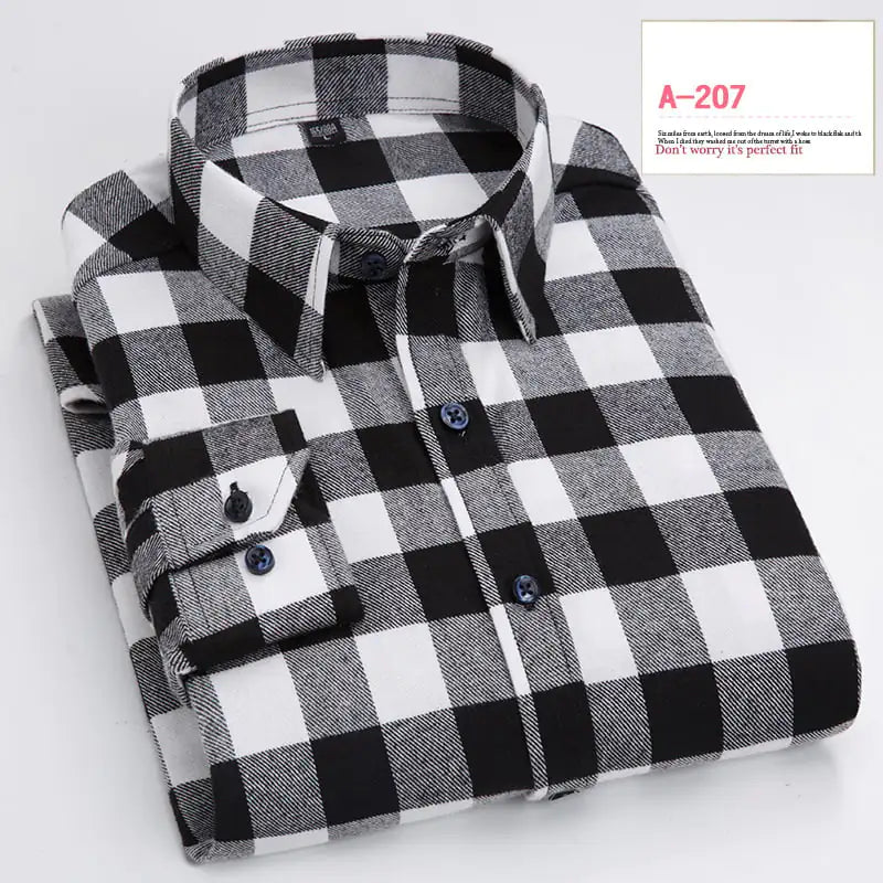 Casual Long-sleeved Plaid Brushed Shirt