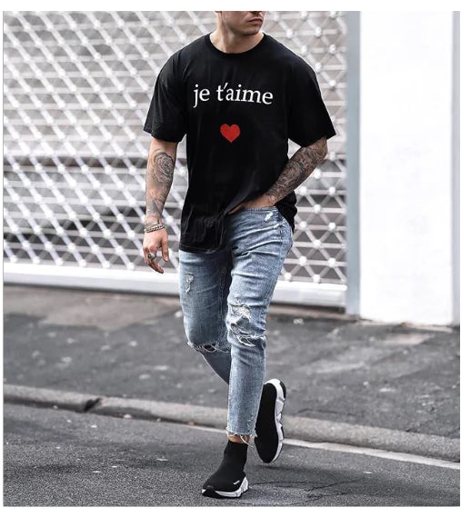 Men's Jeans with Distressed Holes