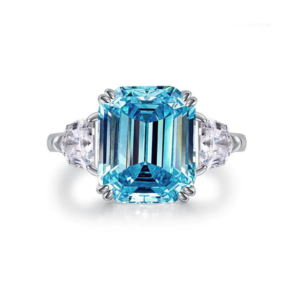 Sky Blue Topaz Emerald Cut Ring in 925 Sterling Silver