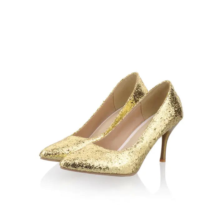 Sexy Sequin Pointed High Heel Wedding Shoes for Women