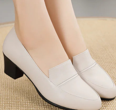 Comfortable Mid-Heel Leather Shoes for Women (One Pair)