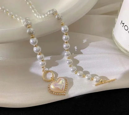 Elegant Pearl Love Necklace