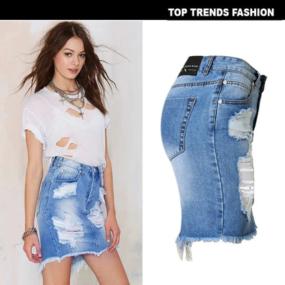 Bodycon Midi Skirt, Ripped Denim Skirt