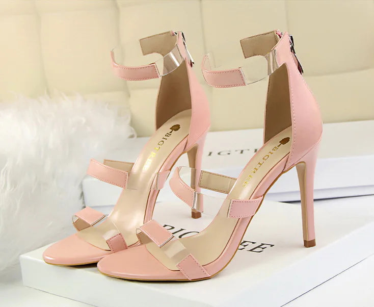 Strap Sandals, Slimming High Heels with Thin Heels