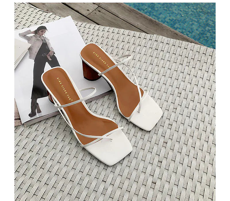 Classic Square-Toe Chunky Heeled Sandals (Summer 2020)