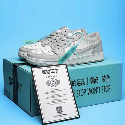 Pure White Dunk AJ1 Low Basketball Shoes for Couples