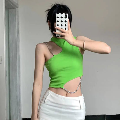 Irregular Halterneck Slim Fit Camisole T-shirt