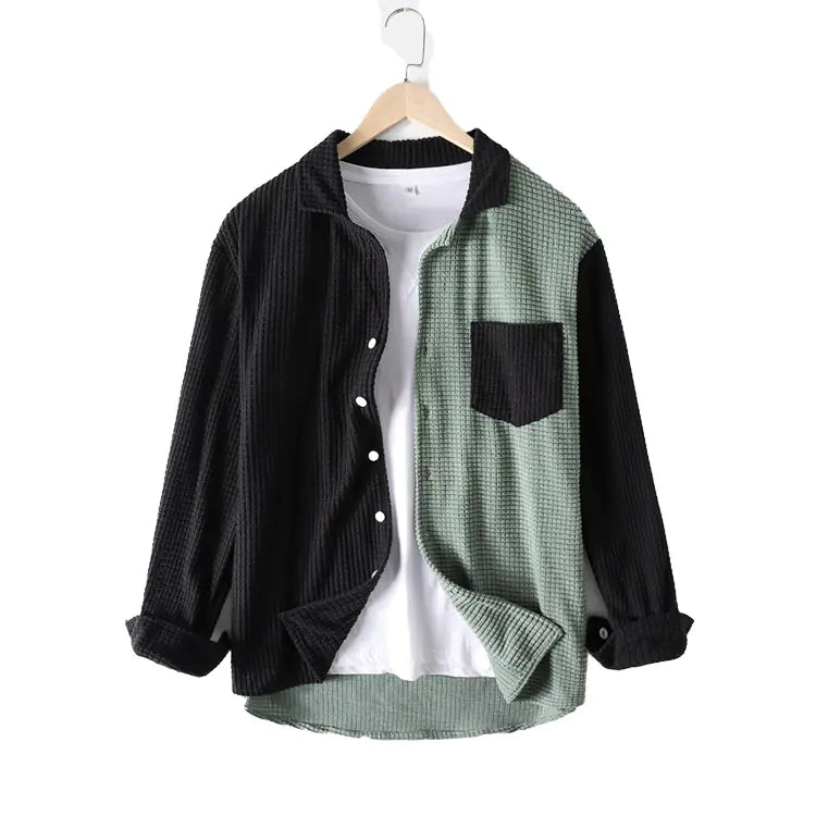 Color Matching Long Sleeve Casual Loose Top Shirt