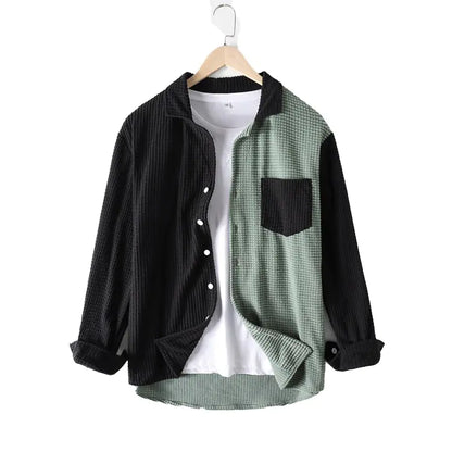 Color Matching Long Sleeve Casual Loose Top Shirt