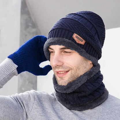 3Pcs Set Fashion Knitted Winter Hats with Gloves