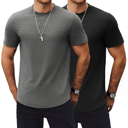 COOFANDY Mens Casual T Shirts Short Sleeve Cotton Tee Shirts Hipster Hip Hop Longline T-Shirt Basic Summer Tops