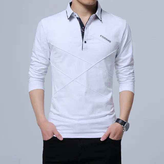 Men's Casual Long Sleeve Polo Shirt