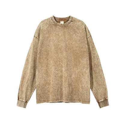 Ribbed Sleeve Solid Blank T-Shirt