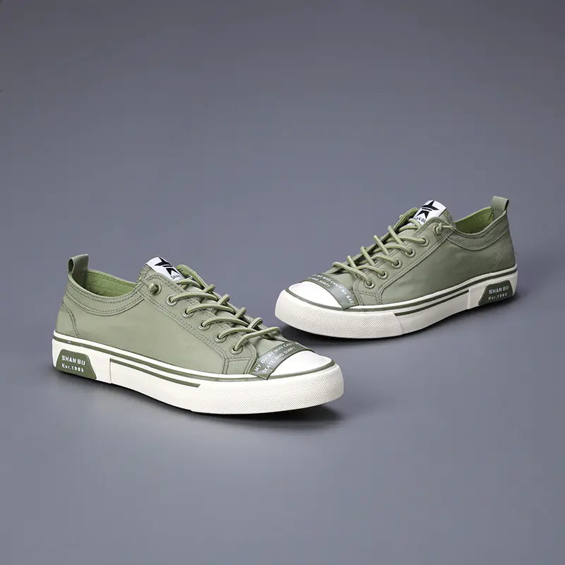 Men's Casual Lace-Up Flat Canvas Shoes - Trendy Style